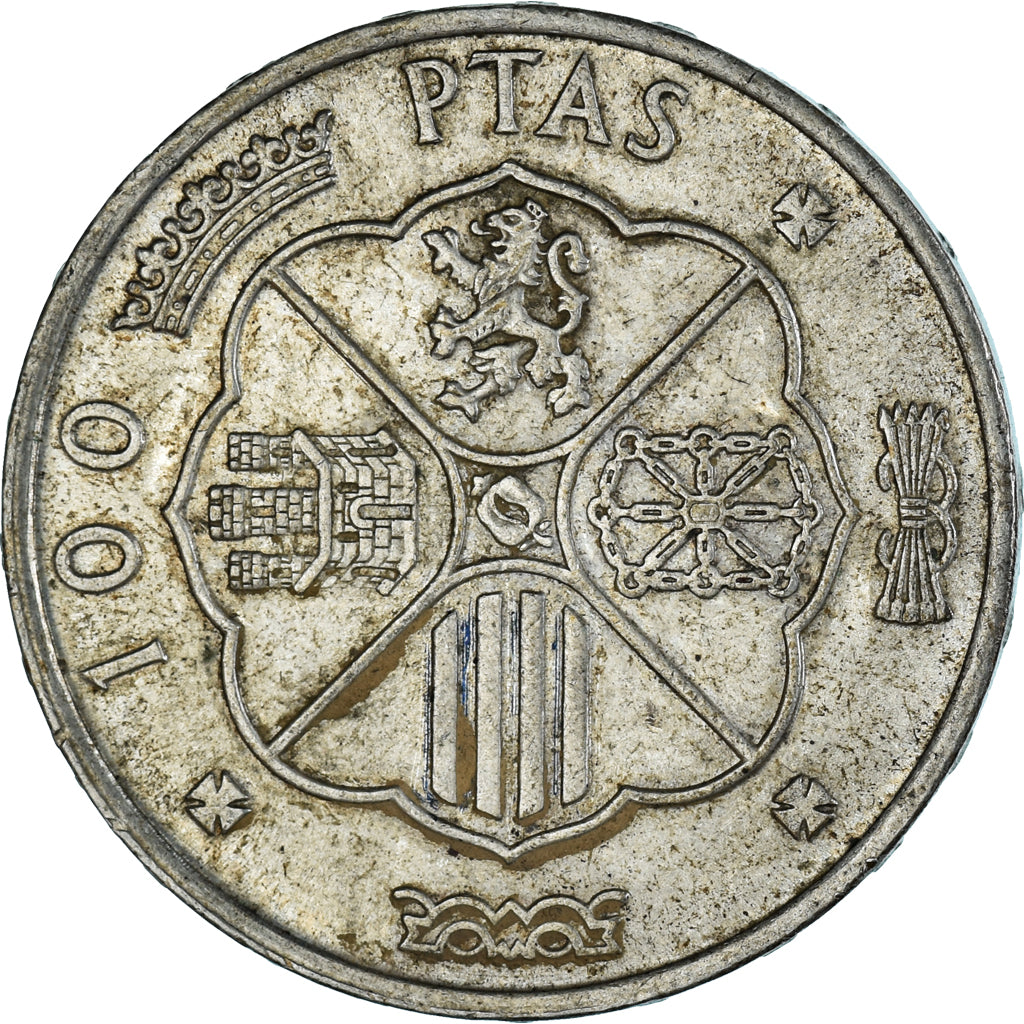Coin, Spain, Caudillo and regent, 100 Pesetas, 1966 (67), EF(40-45), Silver