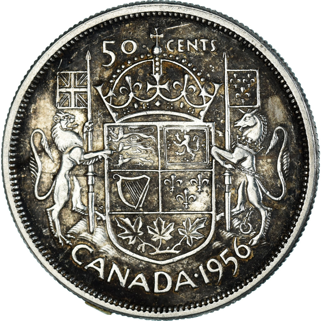 Moneta, Canada, Elizabeth II, 50 Cents, 1956, Royal Canadian Mint, Ottawa