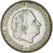 Coin, Netherlands, Juliana, 2-1/2 Gulden, 1966, EF(40-45), Silver, KM:185