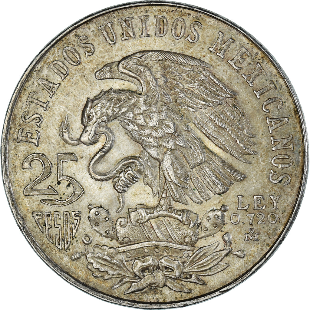 Mexico, 25 Pesos, 1968, Mexico City, AU(50-53), Silver, KM:479.1