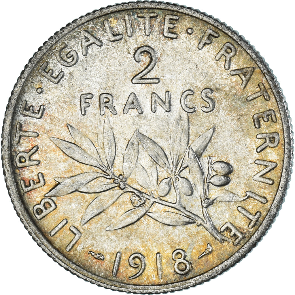 Coin, France, Semeuse, 2 Francs, 1918, Paris, MS(60-62), Silver, KM:845.1