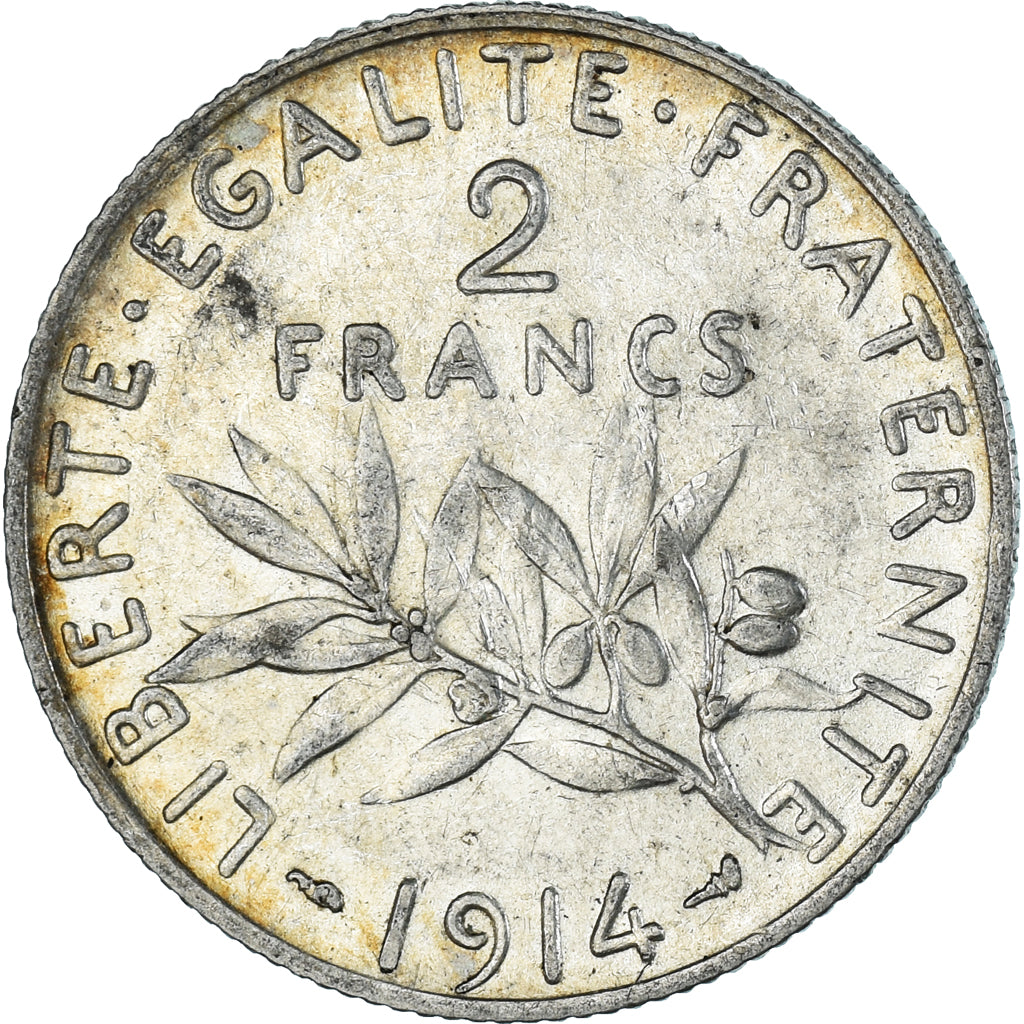 Coin, France, Semeuse, 2 Francs, 1914, Paris, AU(50-53), Silver, KM:845.1