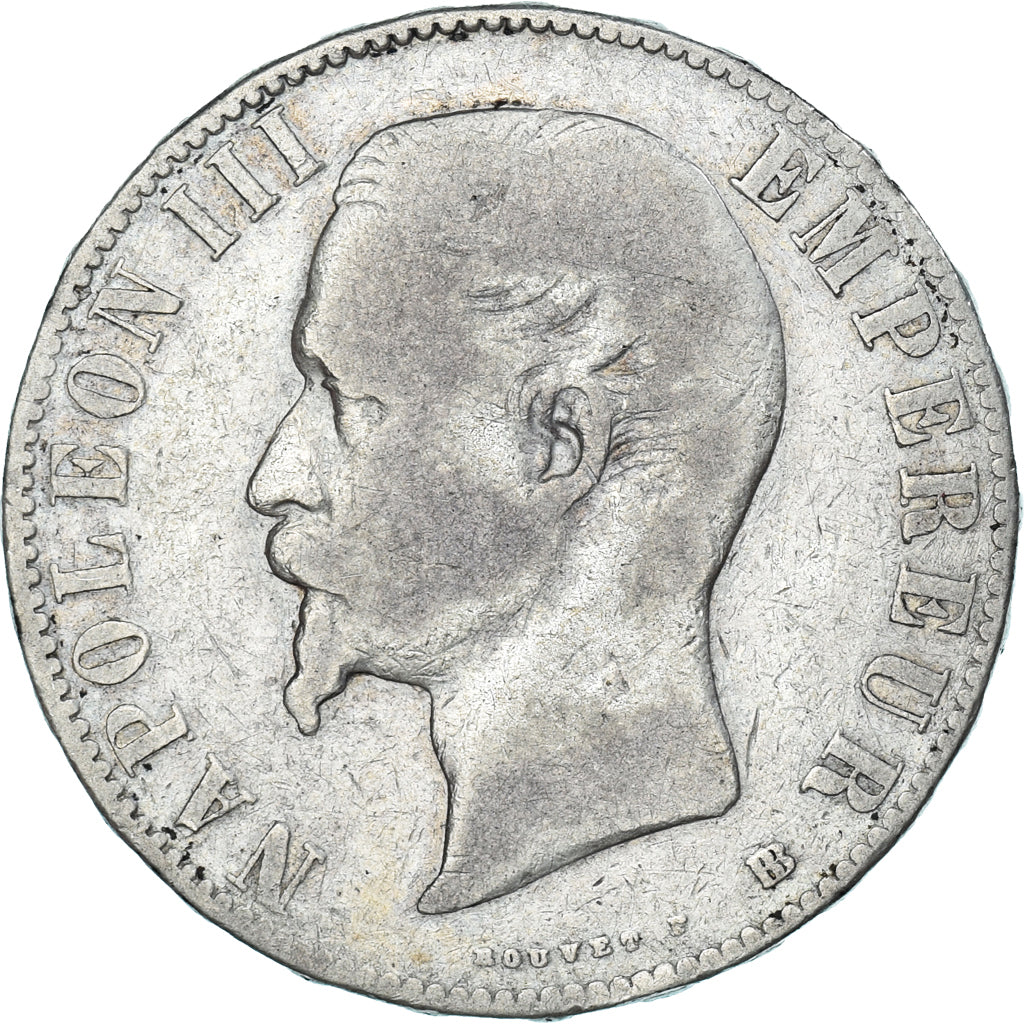 Moeda, França, Napoleon III, Napoléon III, 5 Francs, 1856, Strasbourg