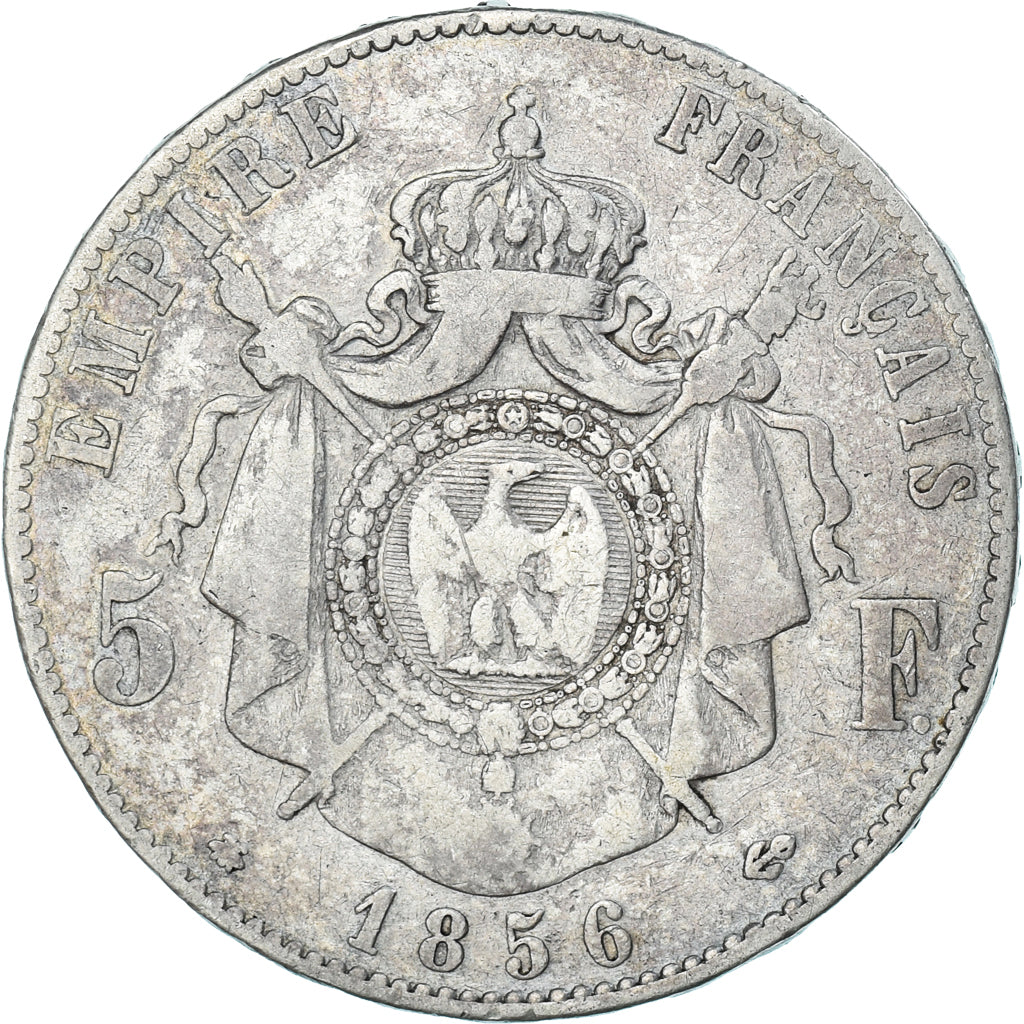 Moeda, França, Napoleon III, Napoléon III, 5 Francs, 1856, Strasbourg