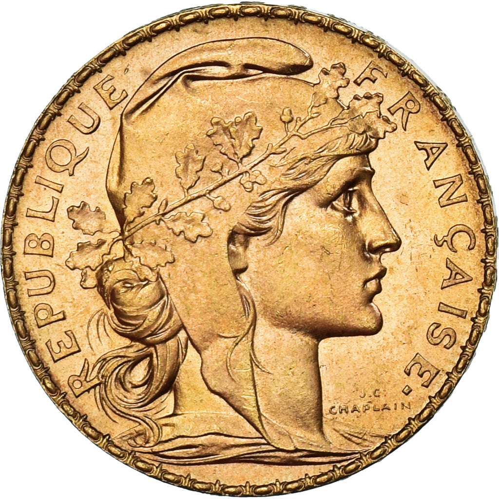 Coin, France, Marianne, 20 Francs, 1908, Paris, MS(60-62), Gold, KM:857