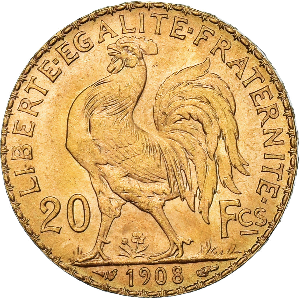 Coin, France, Marianne, 20 Francs, 1908, Paris, MS(60-62), Gold, KM:857