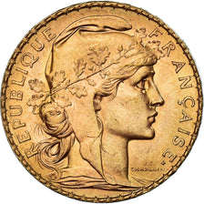 Coin, France, Marianne, 20 Francs, 1909, Coq, MS(60-62), Gold, KM:857