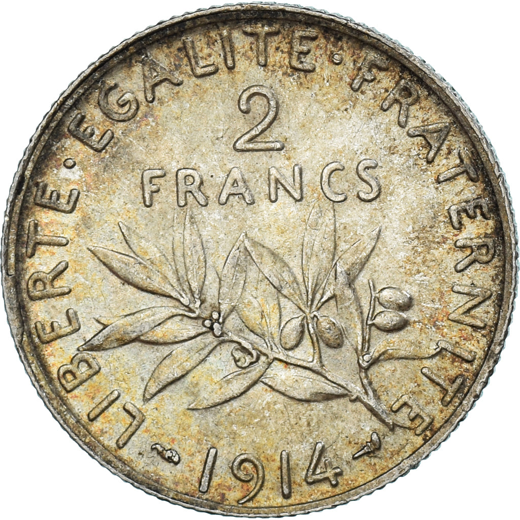 Coin, France, Semeuse, 2 Francs, 1914, Paris, AU(50-53), Silver, KM:845.1