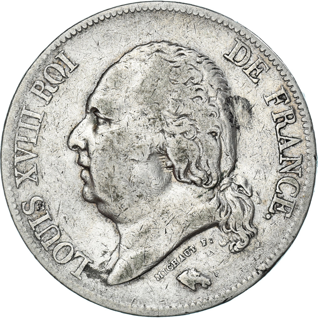 France, Louis XVIII, 5 Francs, 1824, Lille, VF(30-35), Silver, KM:711.13