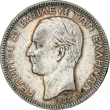Coin, Greece, George I, 5 Drachmai, 1875, Paris, VF(30-35), Silver, KM:46