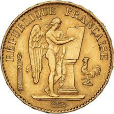 Moeda, França, Génie, 20 Francs, 1887, Paris, EF(40-45), Dourado, KM:825