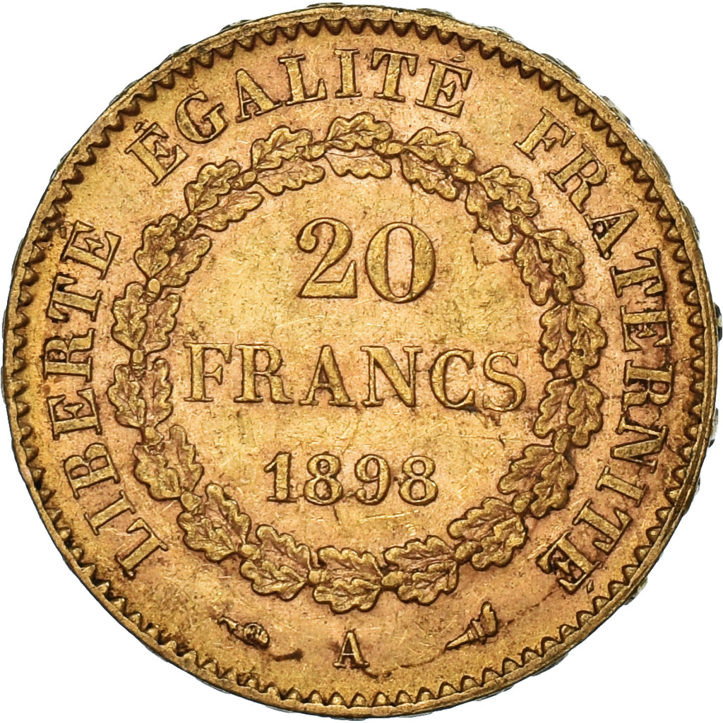 Moneta, Francia, Génie, 20 Francs, 1898, Paris, BB, Oro, KM:825, Gadoury:1063