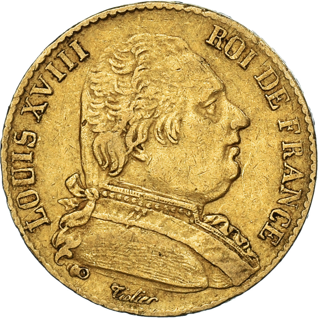 Coin, France, Louis XVIII, Louis XVIII, 20 Francs, 1814, Paris, EF(40-45), Gold