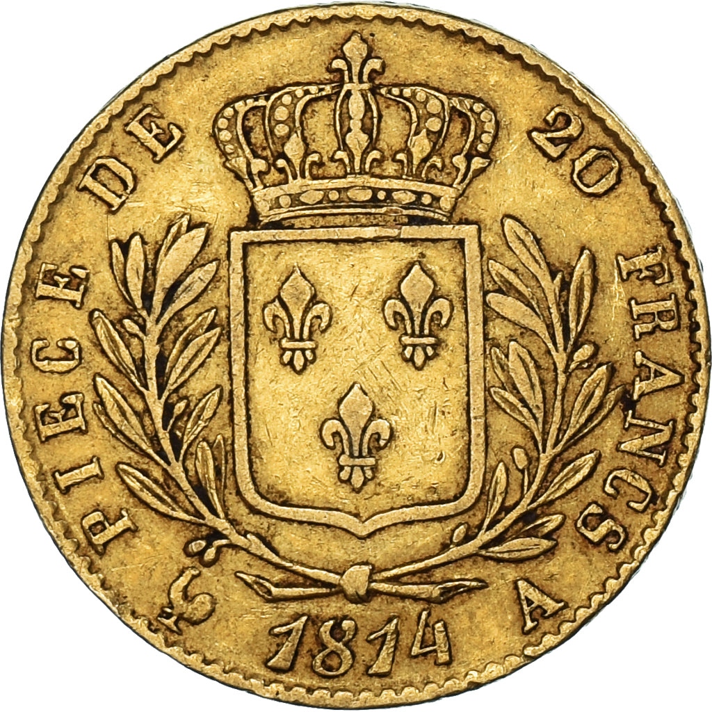 Coin, France, Louis XVIII, Louis XVIII, 20 Francs, 1814, Paris, EF(40-45), Gold