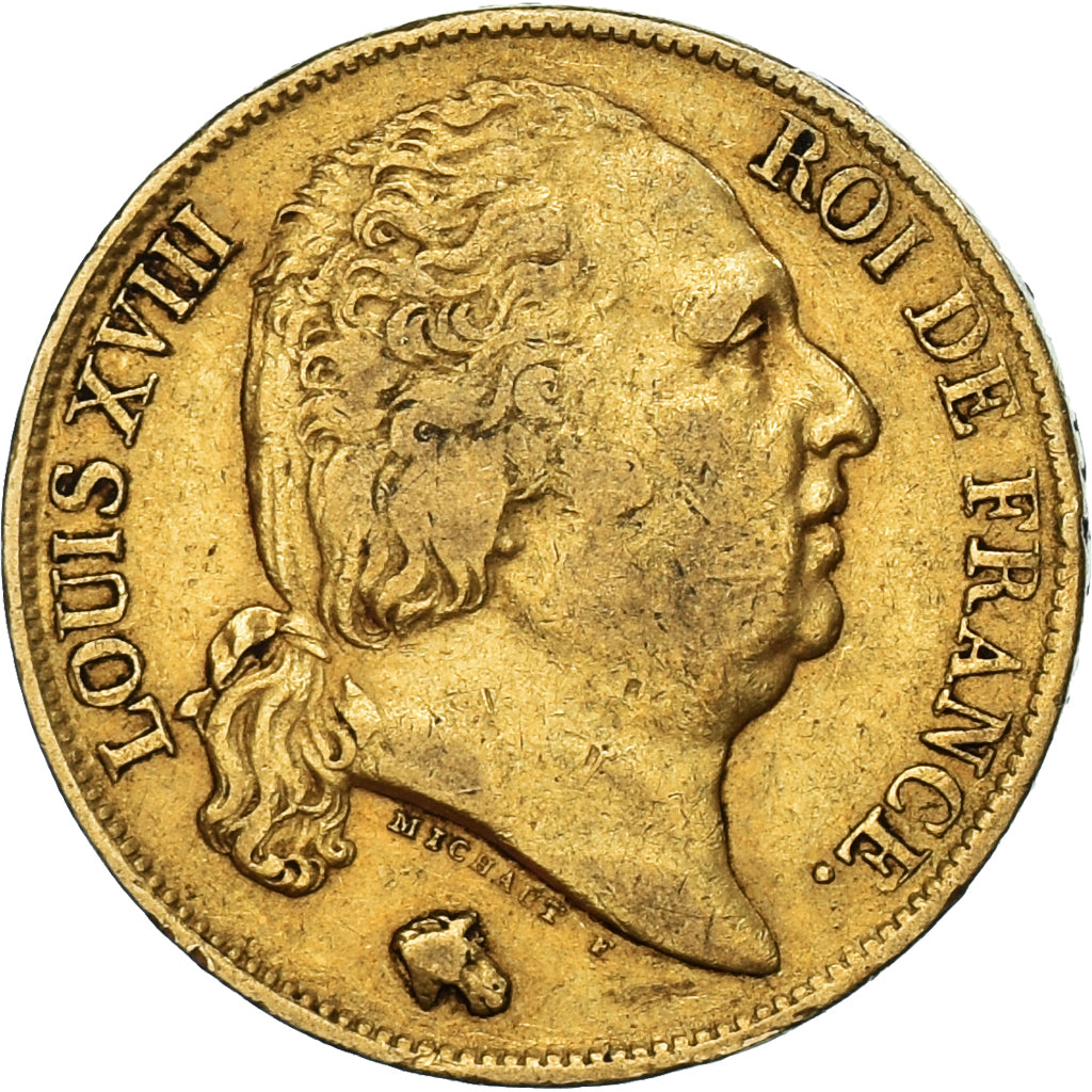 Coin, France, Louis XVIII, Louis XVIII, 20 Francs, 1819, Lille, VF(20-25), Gold