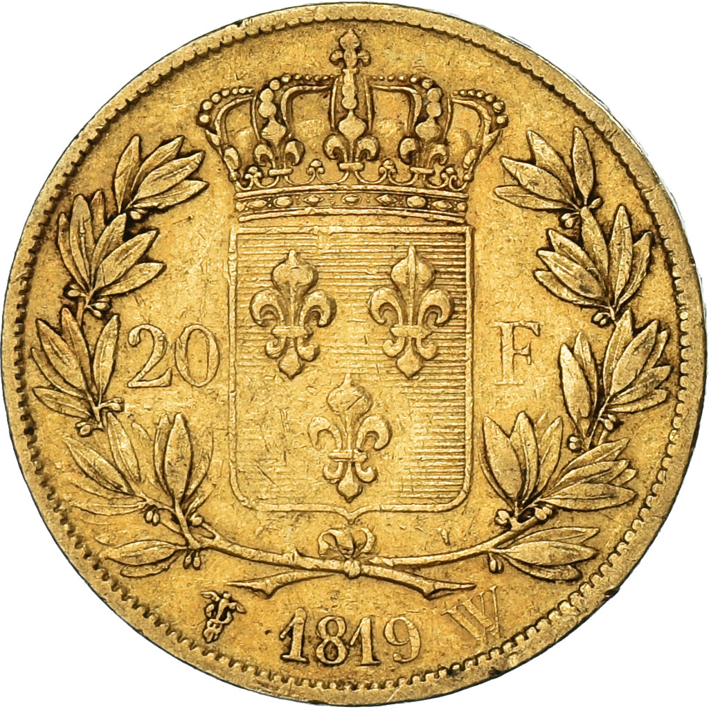 Coin, France, Louis XVIII, Louis XVIII, 20 Francs, 1819, Lille, VF(20-25), Gold
