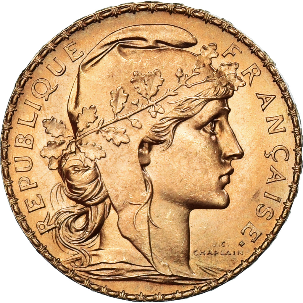Coin, France, Marianne, 20 Francs, 1908, Paris, MS(60-62), Gold, KM:857