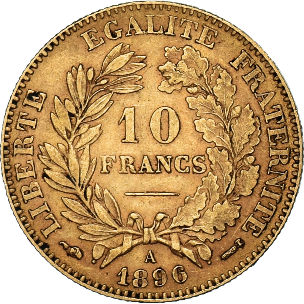 Coin, France, Cérès, 10 Francs, 1896, Paris, EF(40-45), Gold, KM:830