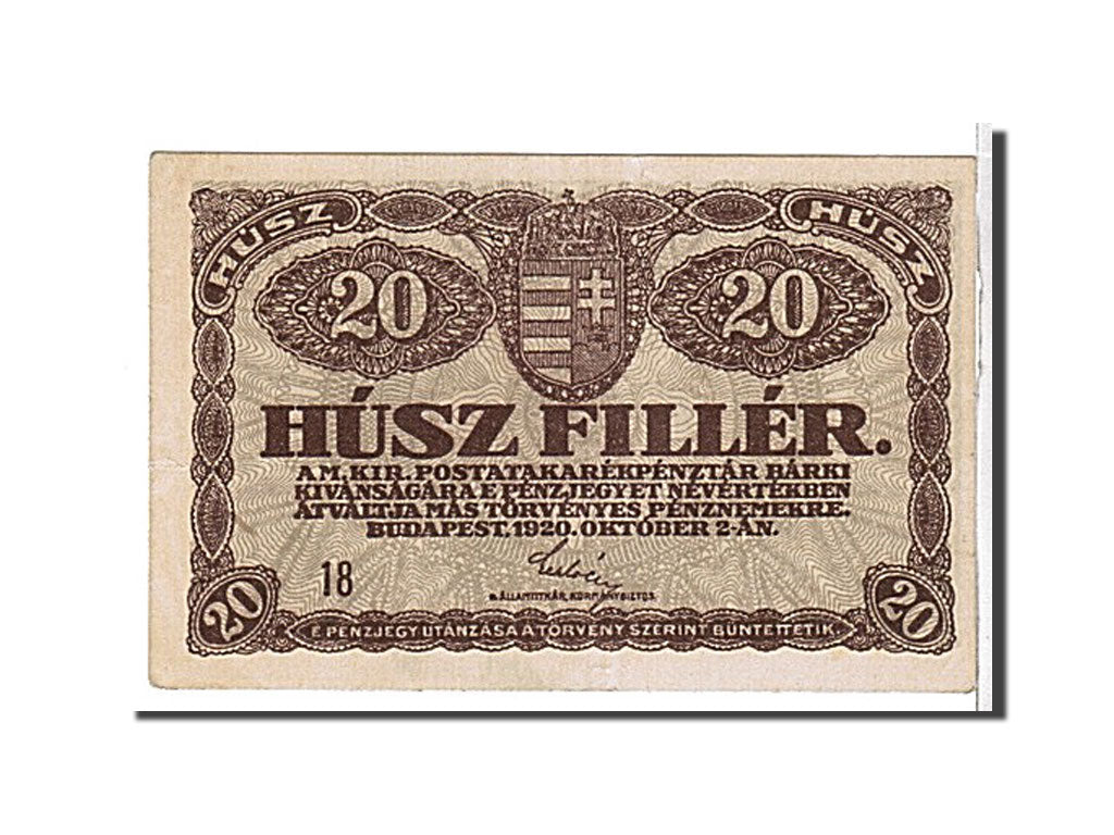 Hungary, 20 Fillér, 1920, KM #43, EF(40-45), 18
