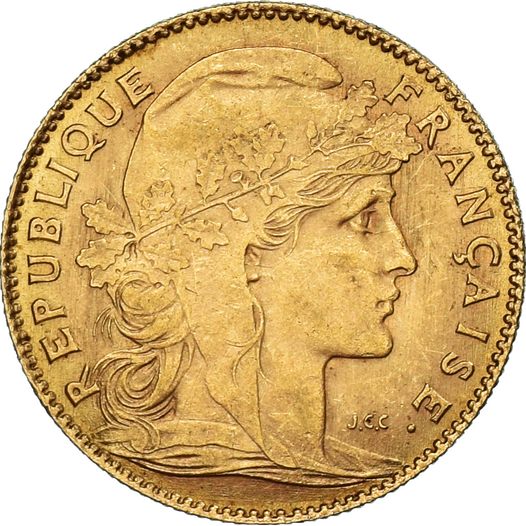 Moneta, Francja, Marianne, 10 Francs, 1911, Paris, AU(50-53), Złoto, KM:846