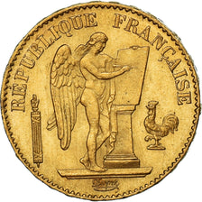 Moeda, França, Génie, 20 Francs, 1877, Paris, AU(50-53), Dourado, KM:825