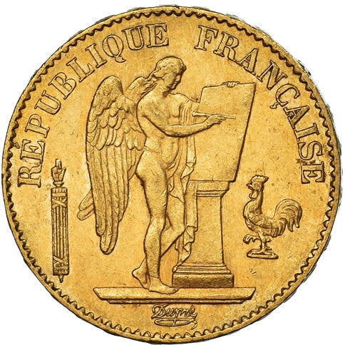 Moneta, Francia, Génie, 20 Francs, 1876, Paris, BB+, Oro, KM:825, Gadoury:1063