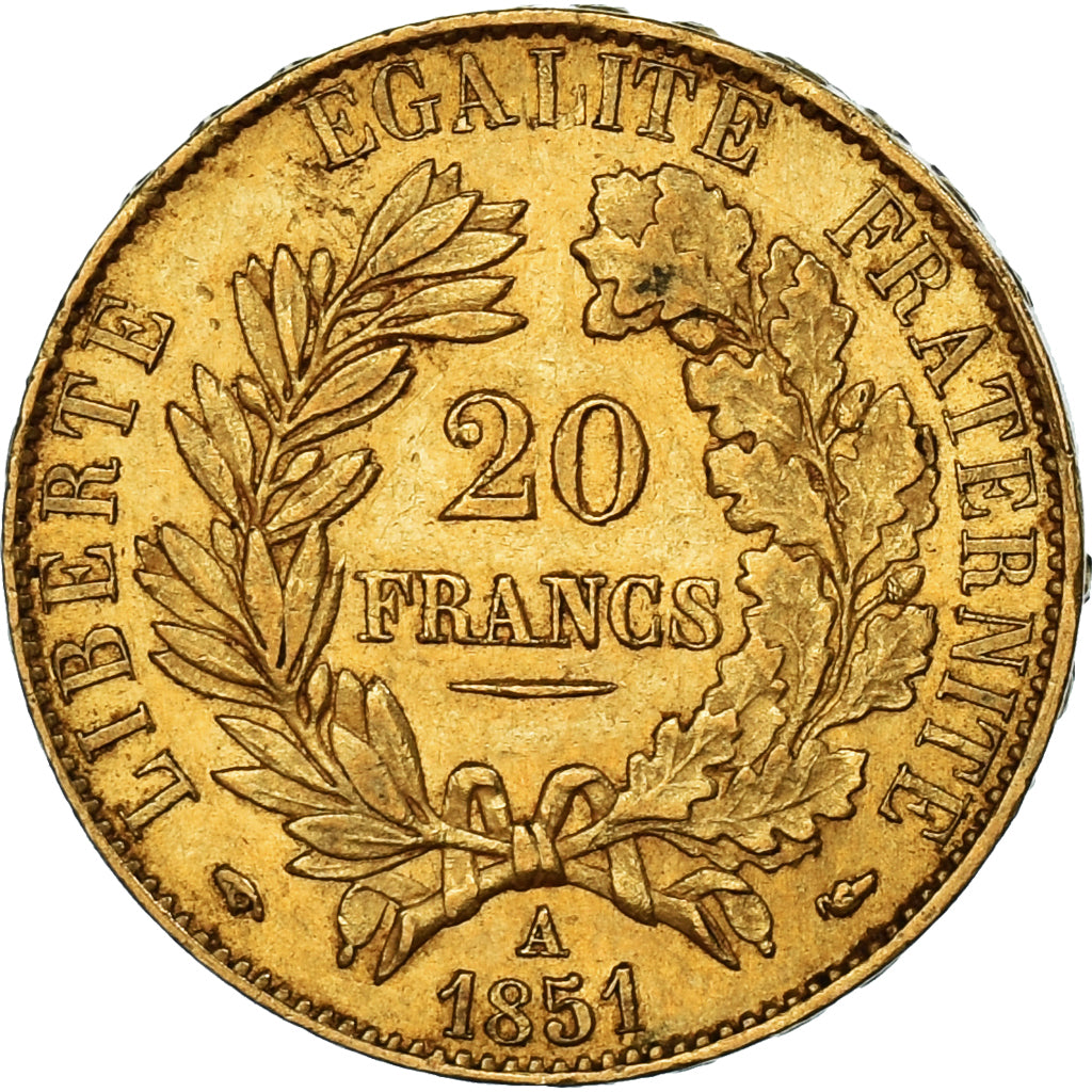 Francia, Cérès, 20 Francs, 1851, Paris, BB+, Oro, KM:762, Gadoury:1059