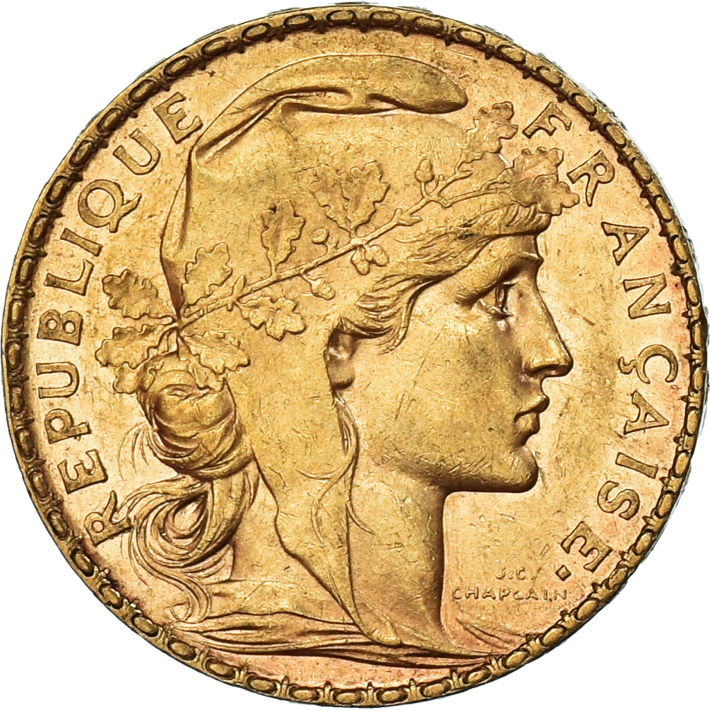 Moneda, Francia, Marianne, 20 Francs, 1902, Paris, MBC+, Oro, KM:847