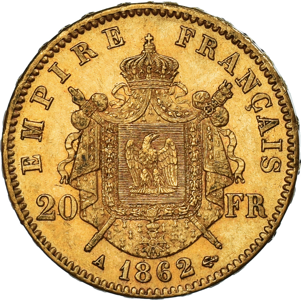 Coin, France, Napoleon III, 20 Francs, 1862, Paris, AU(55-58)