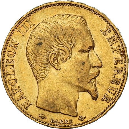 Moneta, Francja, Napoleon III, Napoléon III, 20 Francs, 1856, Paris, AU(50-53)