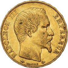 Moneta, Francja, Napoleon III, Napoléon III, 20 Francs, 1856, Paris, AU(50-53)