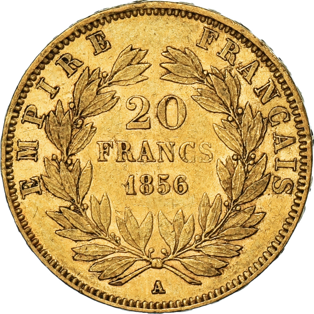 Moneta, Francja, Napoleon III, Napoléon III, 20 Francs, 1856, Paris, AU(50-53)