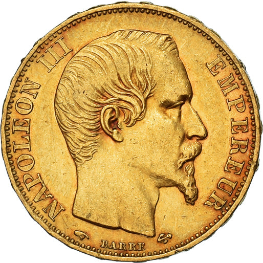 Coin, France, Napoleon III, 20 Francs, 1858, Paris, AU(50-53), Gold, KM:781.1