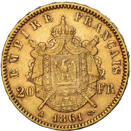 Monnaie, France, Napoleon III, 20 Francs, 1861, Paris, TTB+, Or, Gadoury:1062
