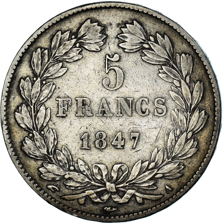France, Louis-Philippe, 5 Francs, 1847, Paris, EF(40-45), Silver, KM:749.1
