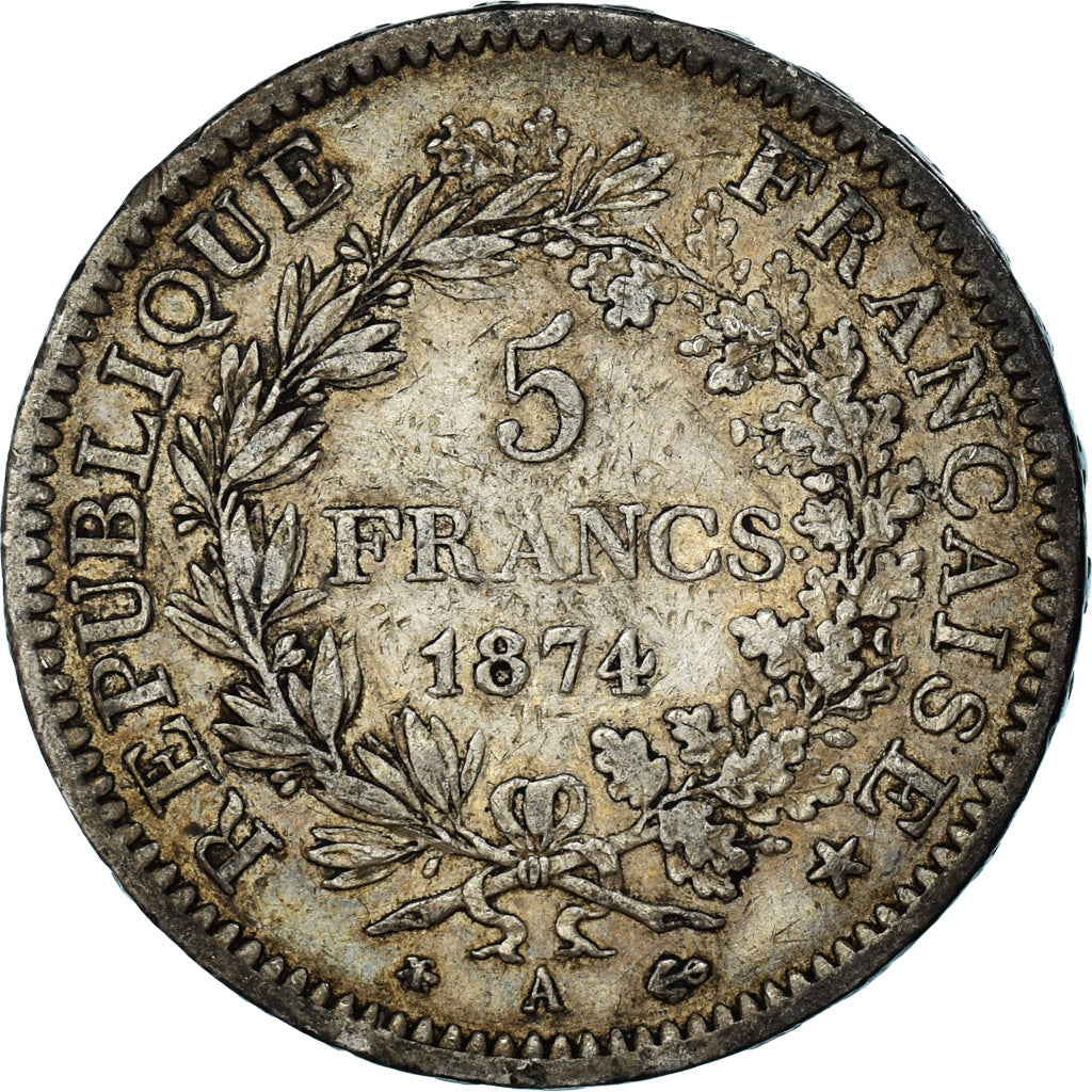 Coin, France, Hercule, 5 Francs, 1874, Paris, VF(30-35), Silver, KM:820.1