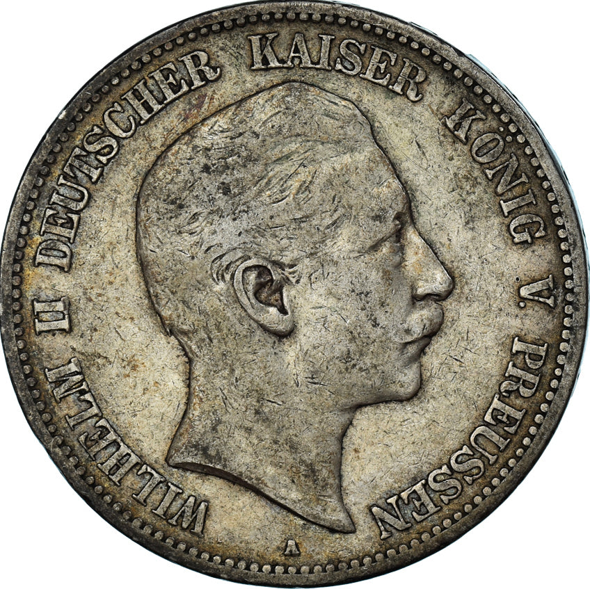 German States, PRUSSIA, Wilhelm II, 5 Mark, 1892, Berlin, EF(40-45),Silver,KM523