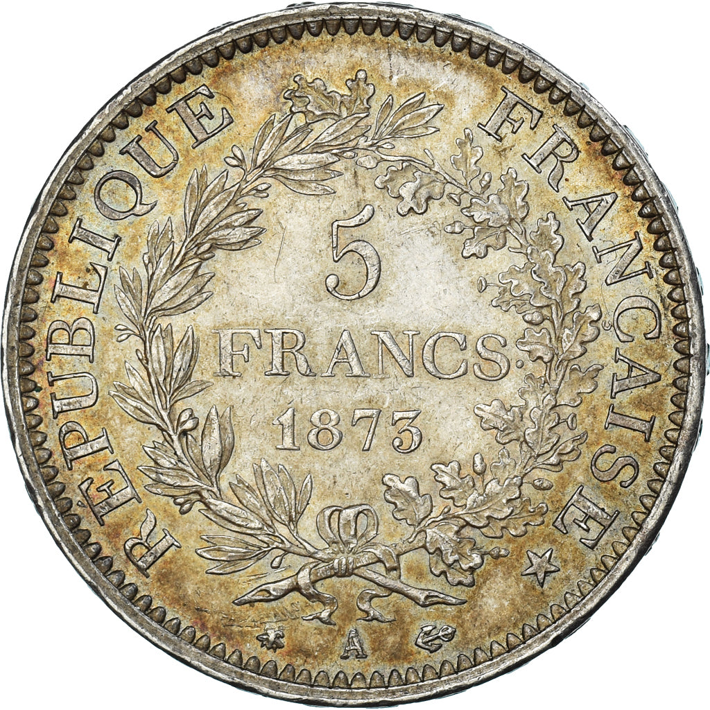 Moeda, França, Hercule, 5 Francs, 1873, Paris, EF(40-45), Prata, KM:820.1