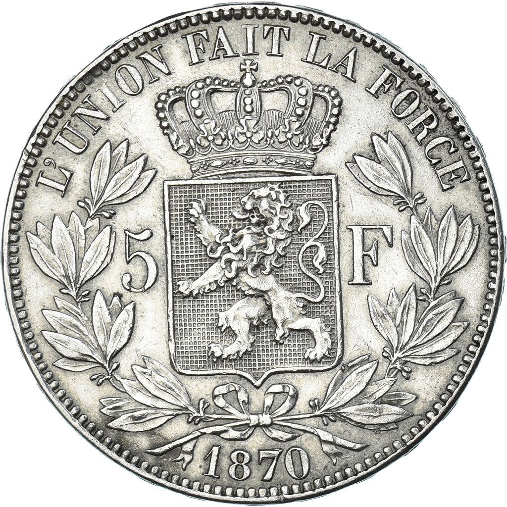Monnaie, Belgique, Leopold II, 5 Francs, 5 Frank, 1870, Bruxelles, TTB, Argent