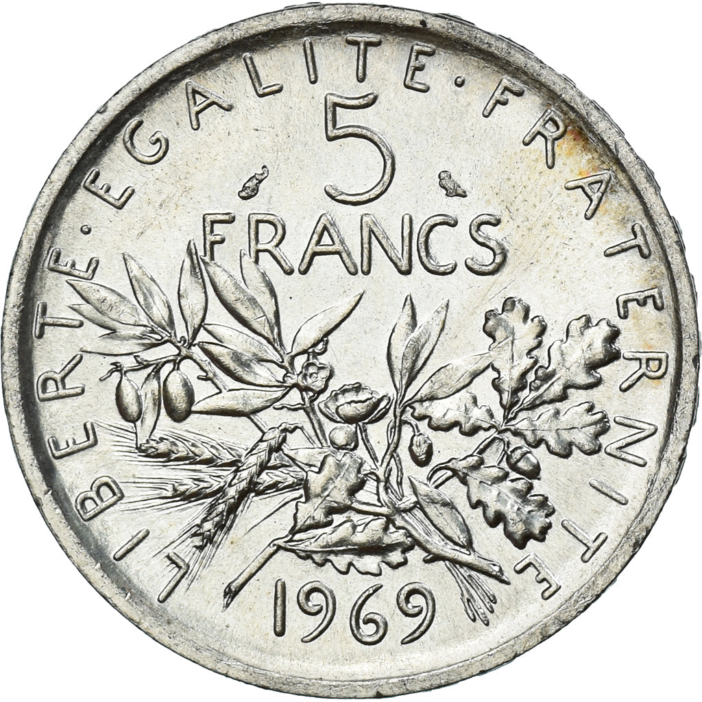 Moneda, Francia, Semeuse, 5 Francs, 1969, Paris, SC, Plata, KM:926, Gadoury:770