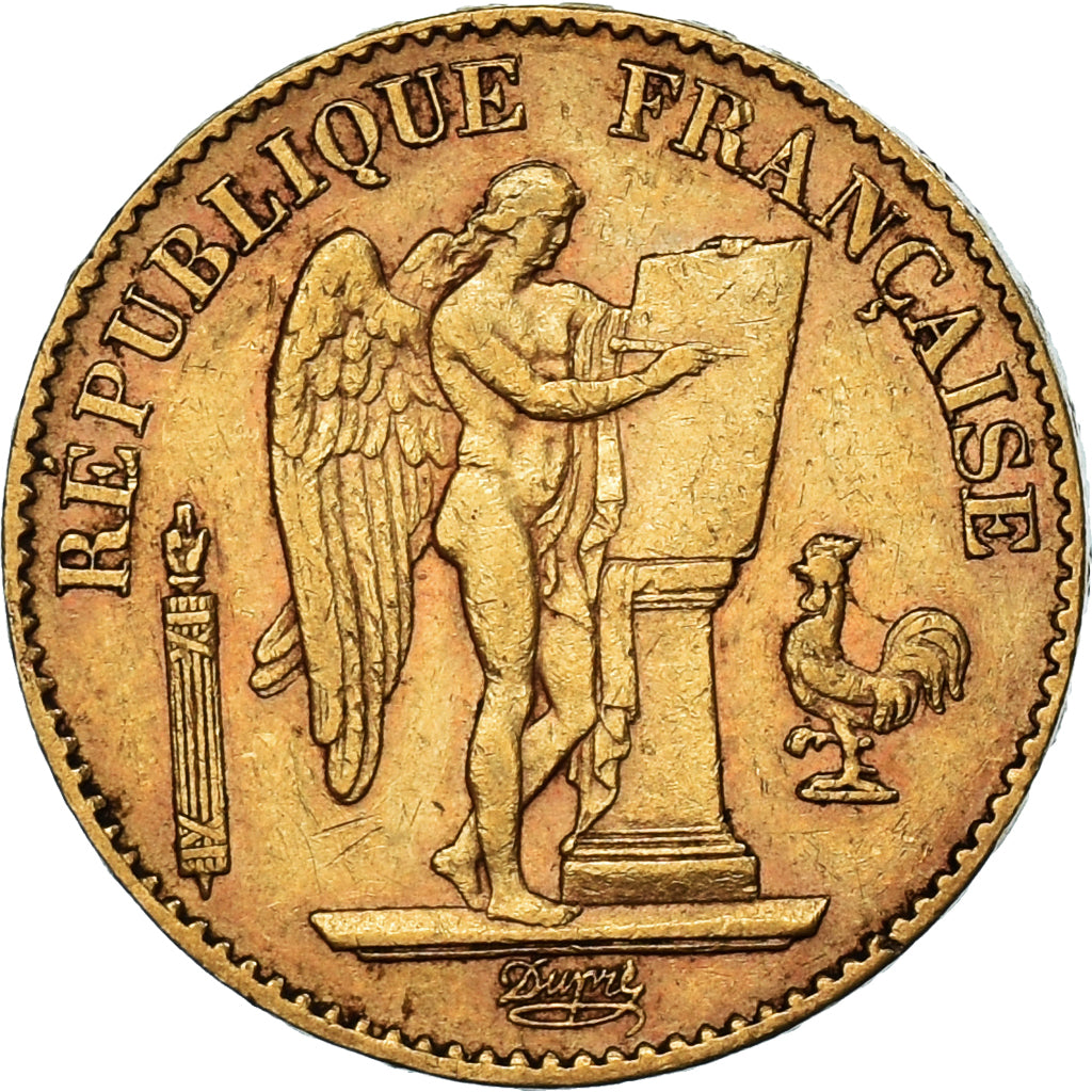France, Génie, 20 Francs, 1889, Paris, AU(50-53), Gold, KM:825, Gadoury:1063
