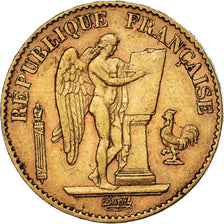 France, Génie, 20 Francs, 1889, Paris, AU(50-53), Gold, KM:825, Gadoury:1063