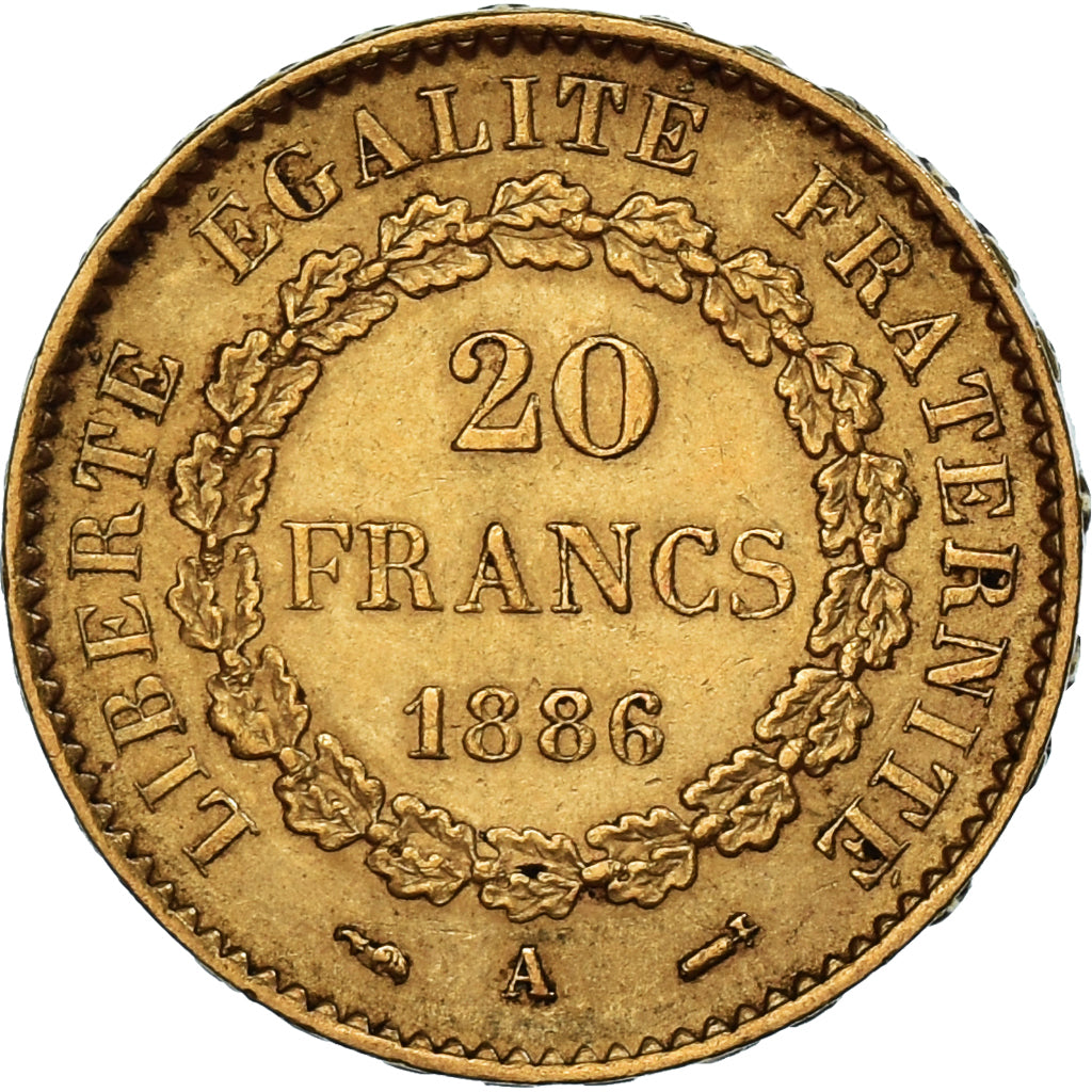 Munten, Frankrijk, Génie, 20 Francs, 1886, Paris, ZF+, Goud, KM:825