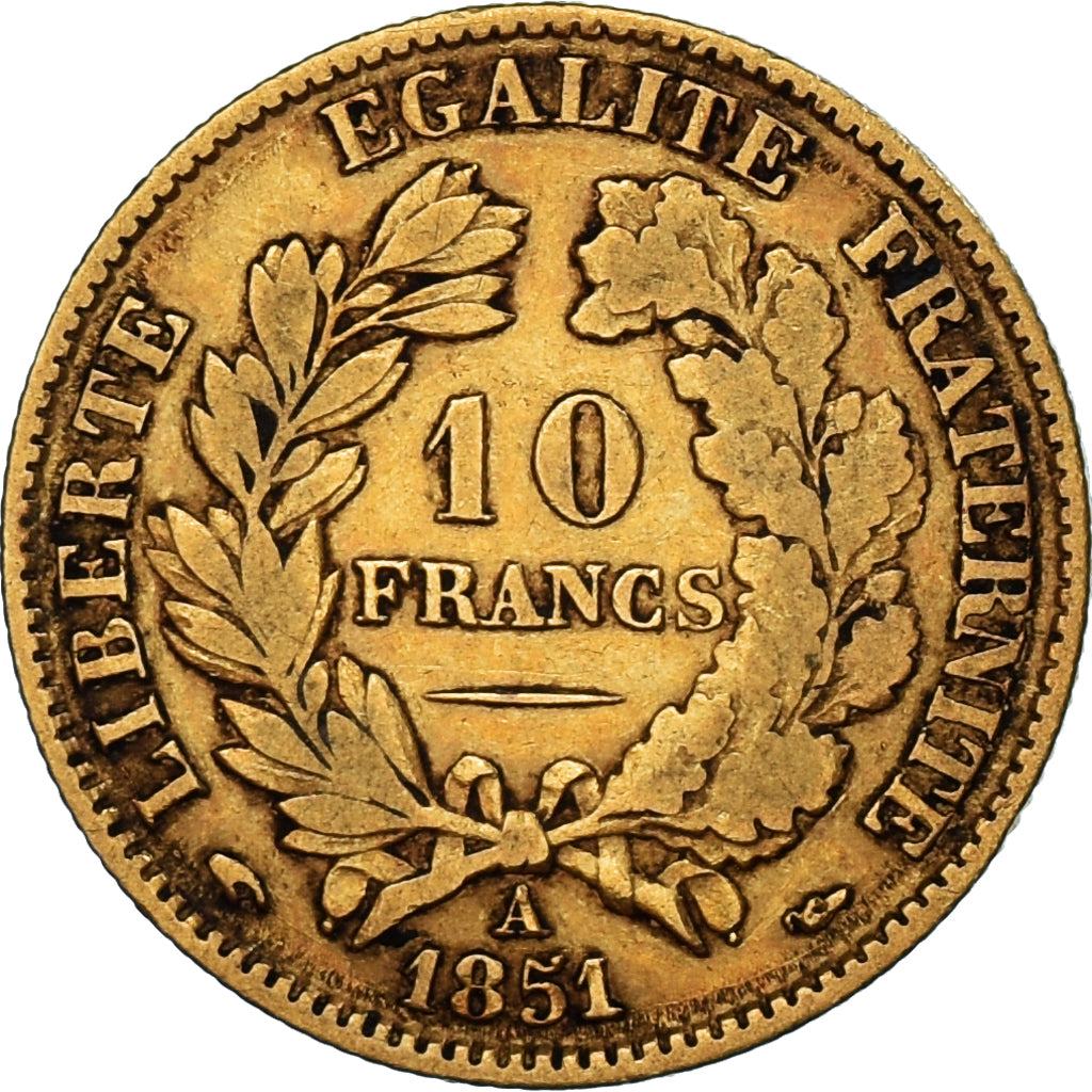 Coin, France, Cérès, 10 Francs, 1851, Paris, VF(30-35), Gold, KM:770