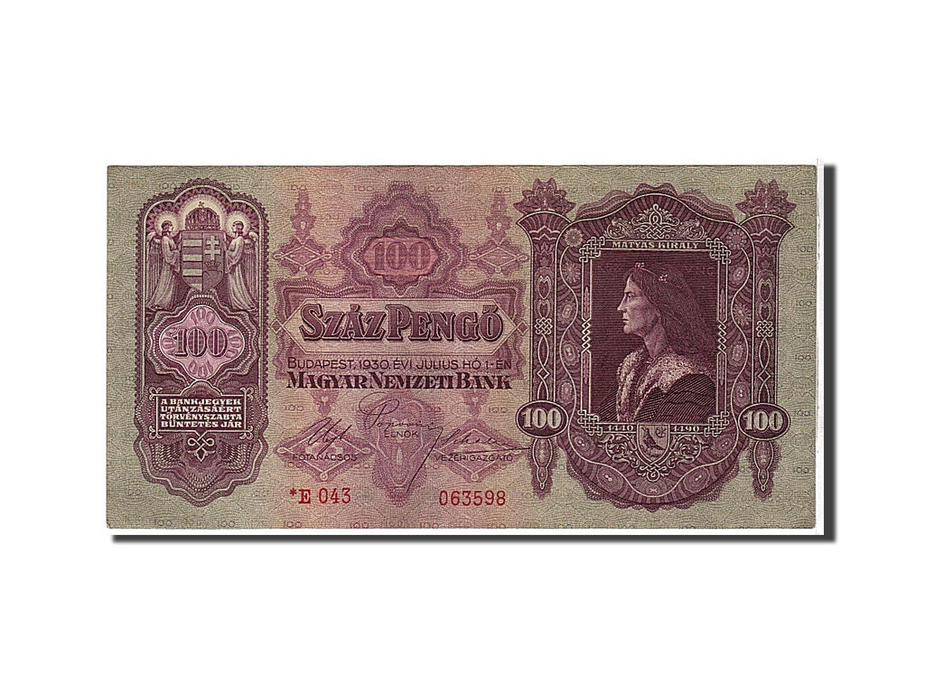 Hungary, 100 Pengö, 1930, KM #112, EF(40-45), E043063598