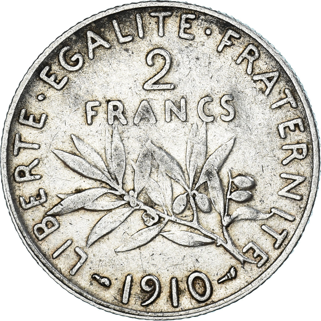 Moneta, Francia, Semeuse, 2 Francs, 1910, Paris, BB+, Argento, KM:845.1