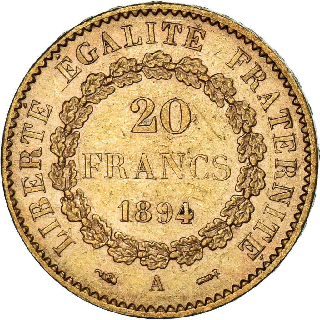 Coin, France, Génie, 20 Francs, 1894, Paris, EF(40-45), Gold, KM:825