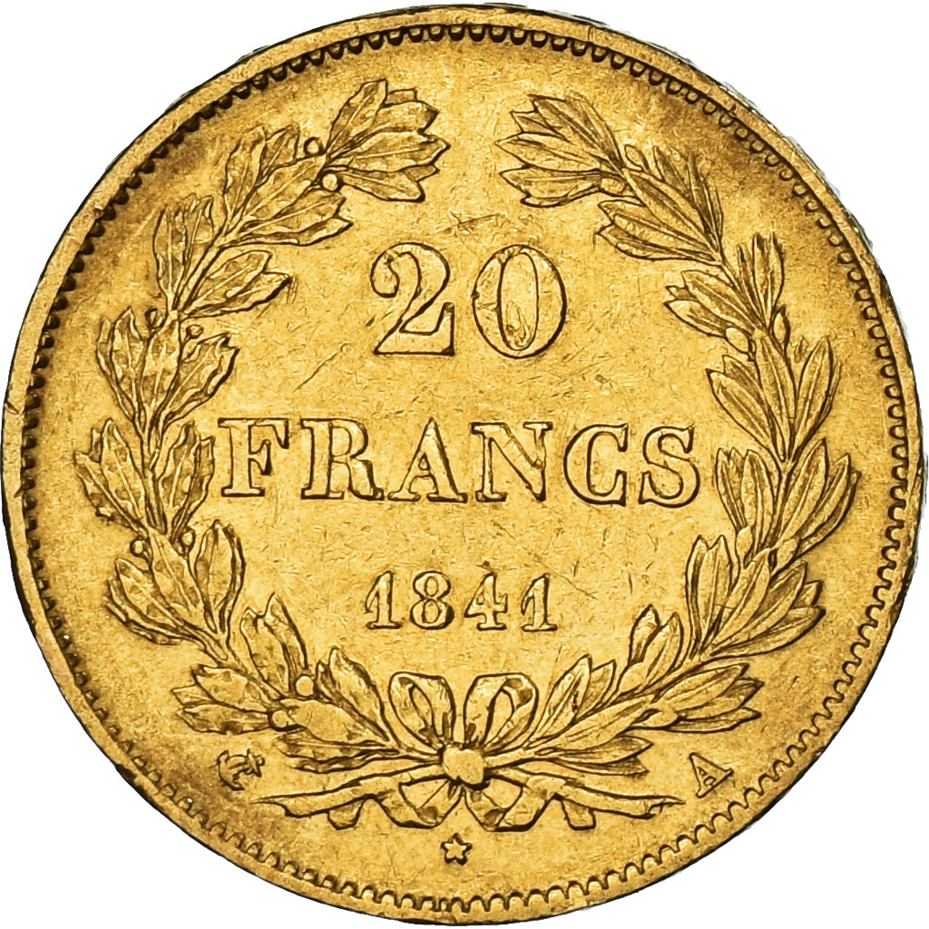 France, Louis-Philippe, 20 Francs, 1841, Paris, VF(20-25), Gold, KM:750.1