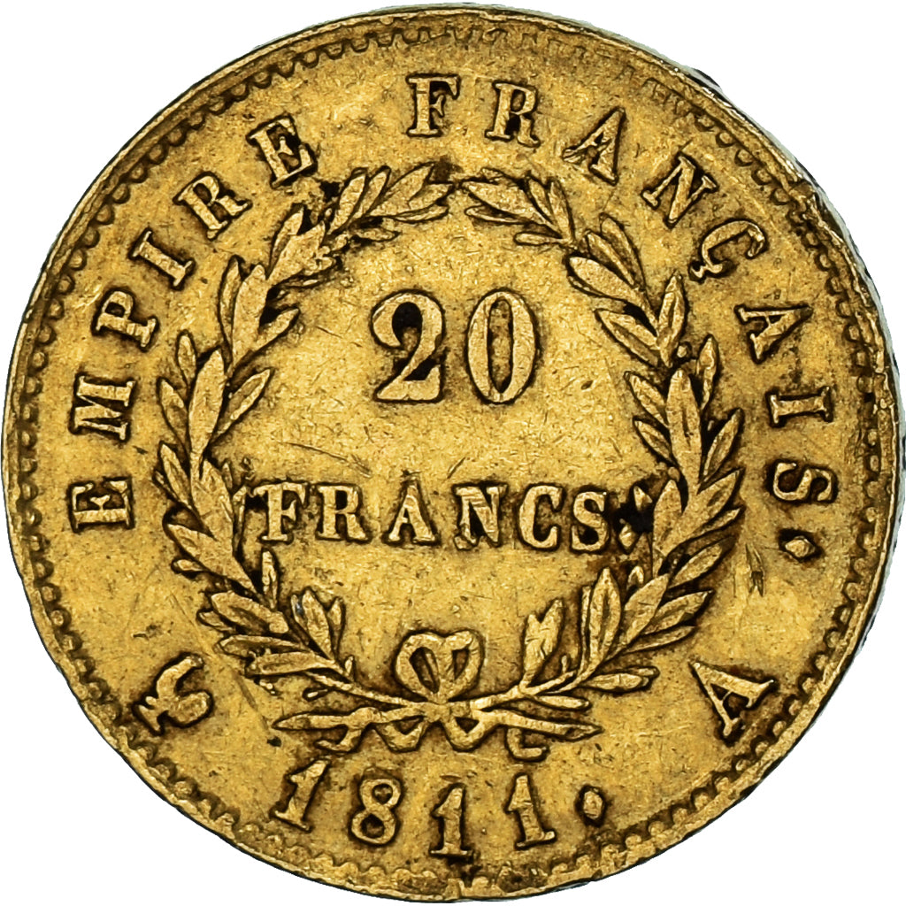 Moeda, França, Napoléon I, 20 Francs, 1811, Paris, EF(40-45), Dourado