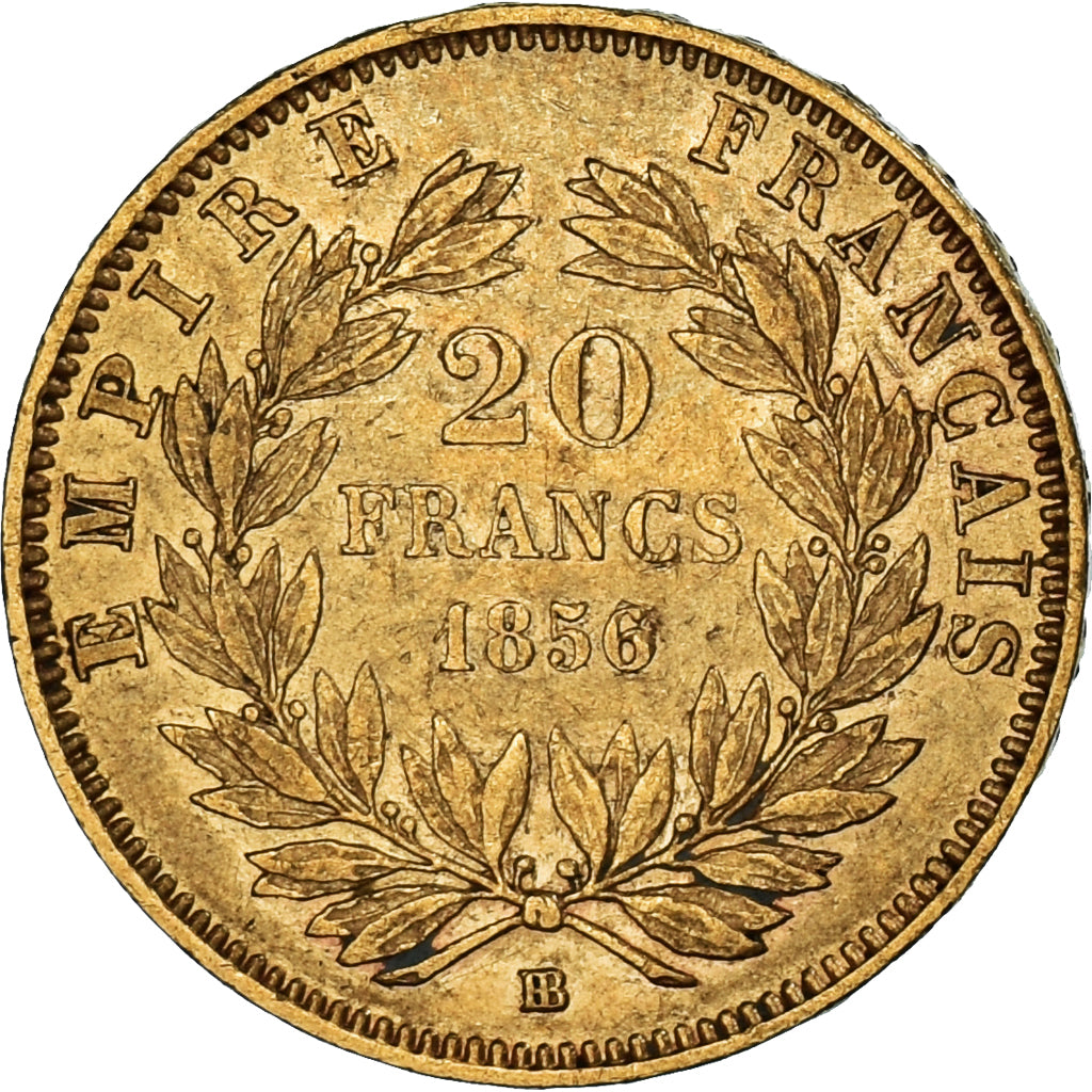 Coin, France, Napoleon III, 20 Francs, 1856, Strasbourg, EF(40-45), Gold